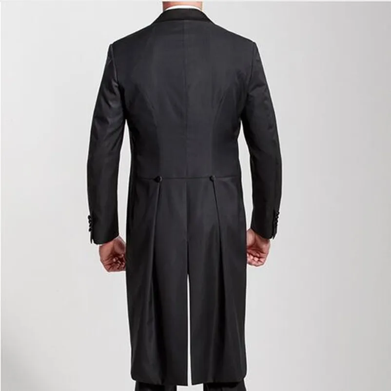 

Custom Made Black Wedding Tailcoat Peaked Lapel Long Tail Men Wedding Suits Best Groomsmen Wedding Tuxedo(Jacket+Pant)
