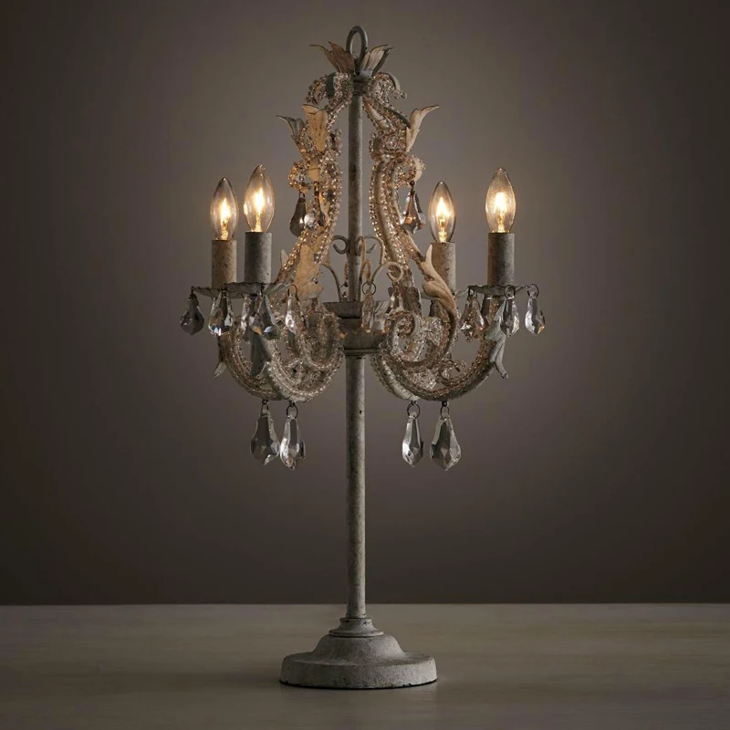 

American living room crystal table lamp creative villa bedroom simple energy-saving table lamp European study bedside table lamp