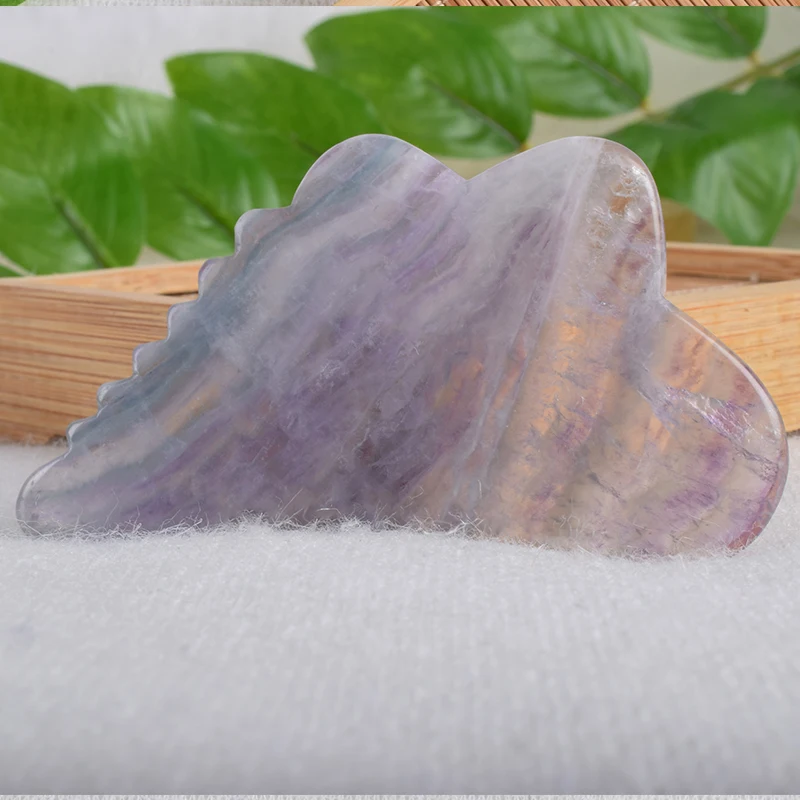 Цветной гребень с бабочкой, флюорит Gua Sha, инструмент из натурального камня, инструмент для ухода за здоровьем, спа, иглоукалывание, выскабливание, массажная головка, красота лица