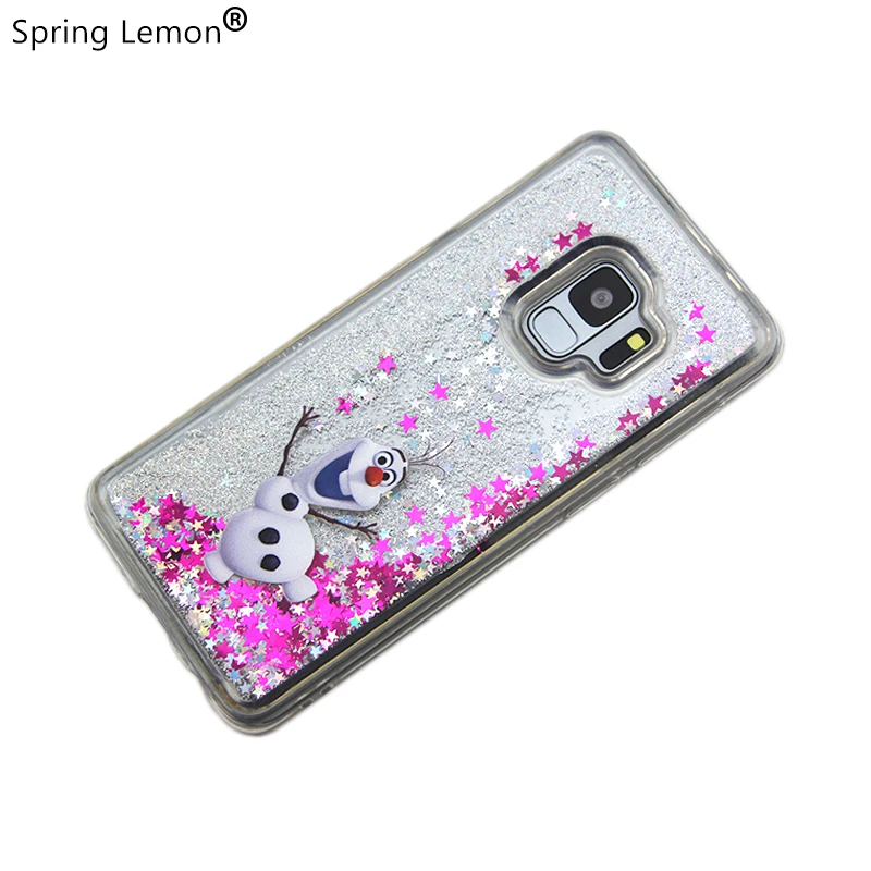 For Samsung Galaxy S9 Case Cute Minnie Stitch Cheshire Cat Glitter Liquid quicksand Stars Phone Cover S9plus | Мобильные телефоны и