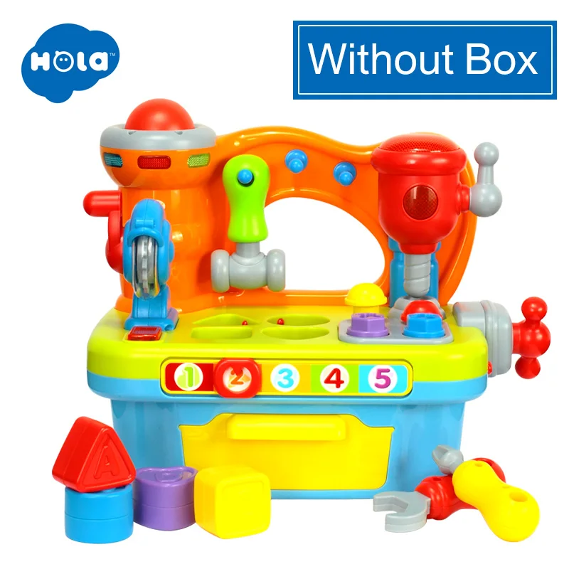 WITHOUT BOX HOLA 907, детские игрушки, детский верстак, набор инструментов для игры, электрическая игрушка с музыкой, светильник и блоки, игрушки для детей, мальчиков и девочек - Цвет: WITHOUT BOX