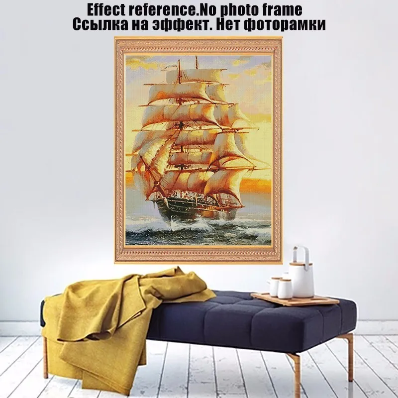 Полностью сверлильный квадрат 5D DIY Алмазная картина парусник узор вышивка пейзаж