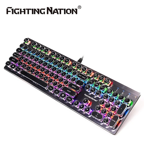 Black Round Button Механическая игровая подсветка клавиатура с подсветкой круглая/квадратная кнопка синий переключатель 104 клавиш металлический алюминиевый сплав панель подсветка светодиодный - Цвет: Black Round Button