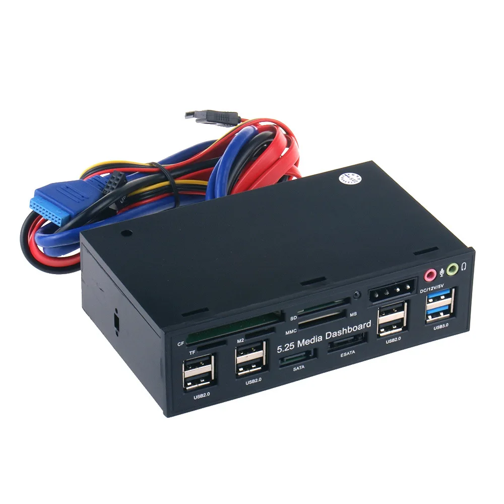 Многофункциональный USB 3,0 концентратор ESATA SATA порт внутренний кардридер ПК медиа Передняя панель аудио для SD MS CF TF M2 MMC карты памяти