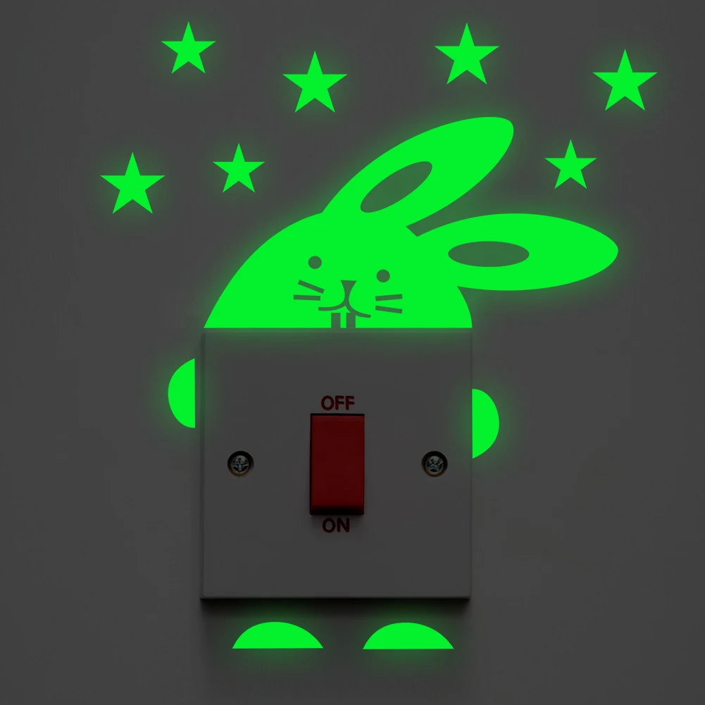 3D световой переключатель Стикеры s Стикеры стены спальни декоративный выключатель виниловые настенные декор космического аппарата изгой, стикер на стену в виде кролика Стикеры