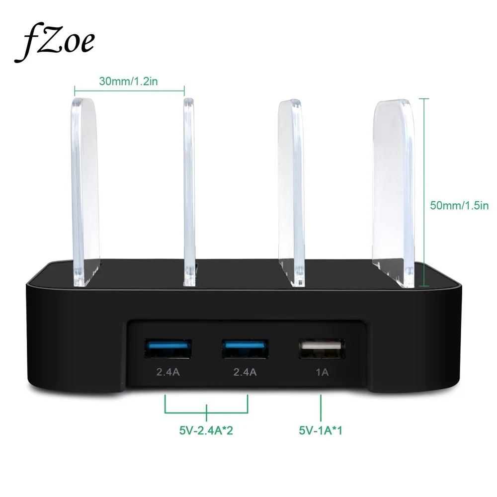 FZoe 3-Порты и разъёмы Зарядное устройство Подставка держатель с 3 шт. зарядка через