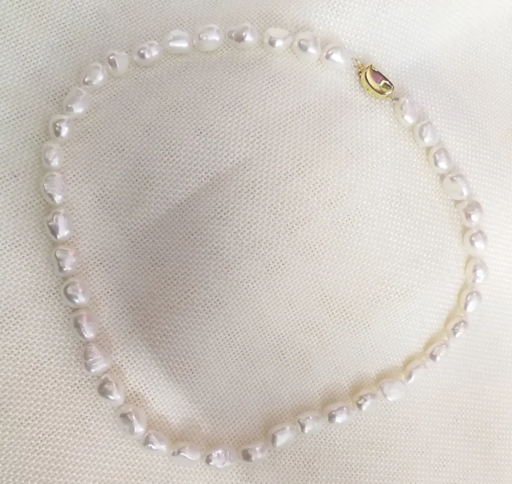 Женская мода ювелирные изделия 10 мм белый барочный жемчуг золото 925 серебро