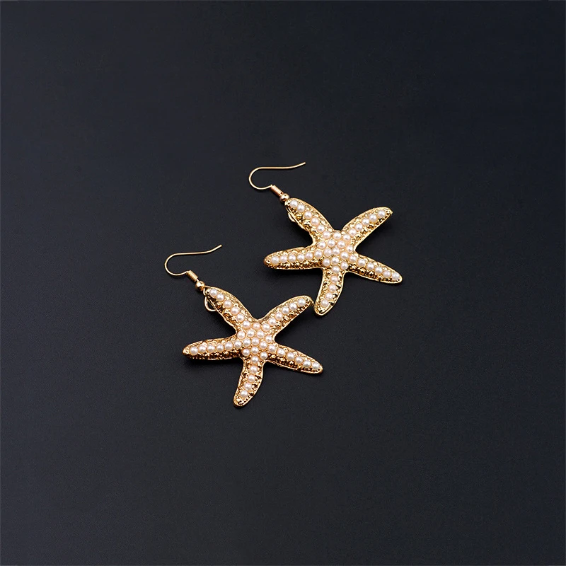 Crazy Feng Boho Seastar, Африканское ожерелье, серьги, наборы с искусственным жемчугом, золотой цвет, пляжные Ювелирные наборы для женщин
