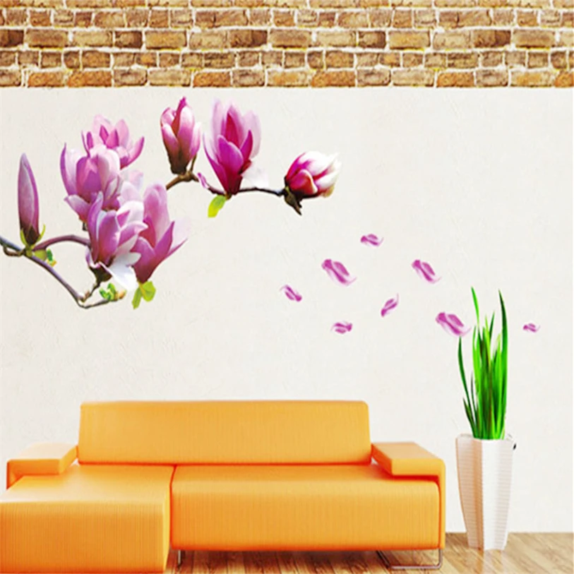 Стикеры на обои дерево 1 шт. цветы магнолии съемное искусство виниловая роспись