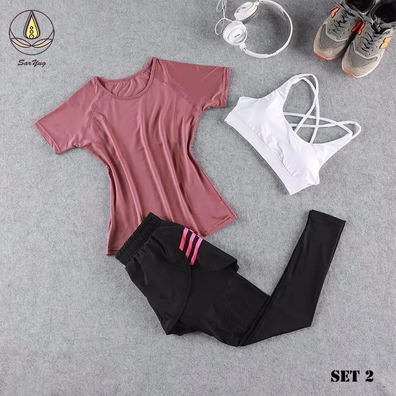 Новинка 3 шт. бесшовный топ для йоги Женская Спортивная безрукавка леггинсы