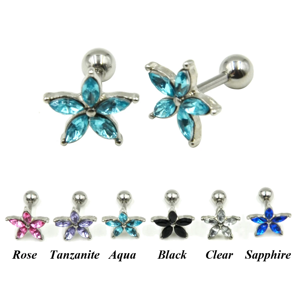 Пара хирургических стальных кристаллов циркониевые Спиральные серьги ушной