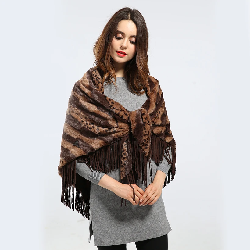 Женские модные шарфы с кисточками высшего качества одеяла леопардовым узором