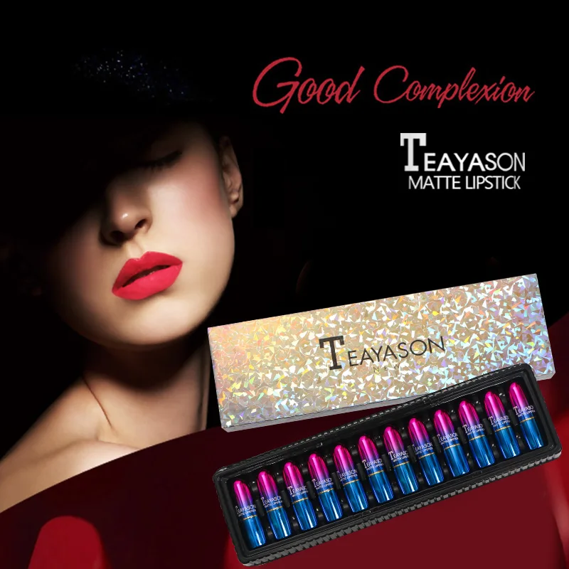 Teayason makeup set velvet matte lipstick gradient tube with color box packaging waterproof long lasting red AM059 |