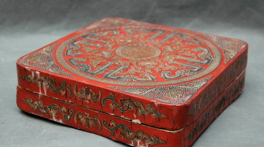 Старый Помечено Китай Династии Деревянные Лакированные Дворец Цветок Puton Макияж