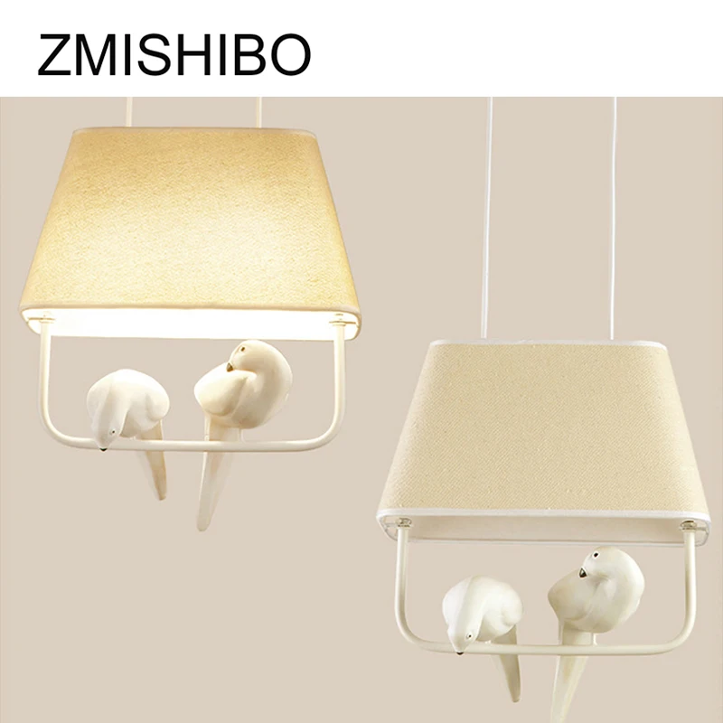 ZMISHIBO Настольная лампа E27 квадратная бежевая тканевая с птицами|lamp shade|e27 pendantpendant