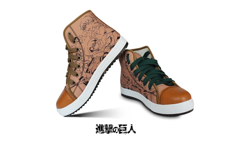 Обувь для косплея атака на Титанов Парусиновая обувь высокого качества плоской