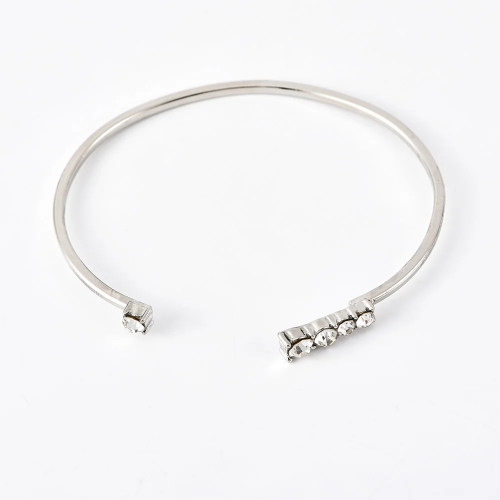 4Pcs/Set Fashion Silver Color Moon V shaped Round Number 8 Crystal Open Bracelets Women Party Jewelry Gift Bracelet Set | Украшения и