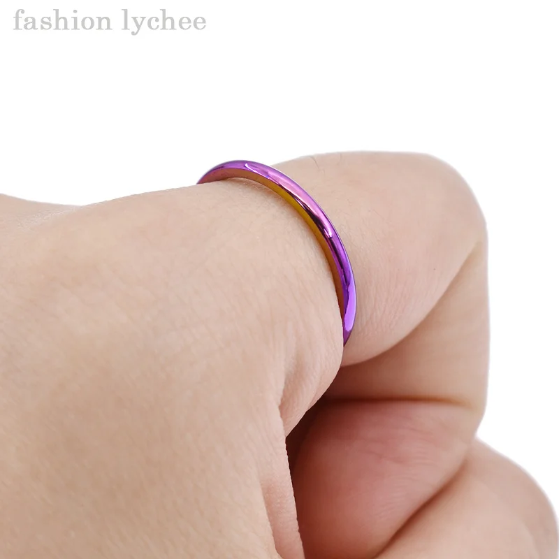Мода Личи 2 мм титановая сталь цветной Радужный Браслет Модные женские Свадебные