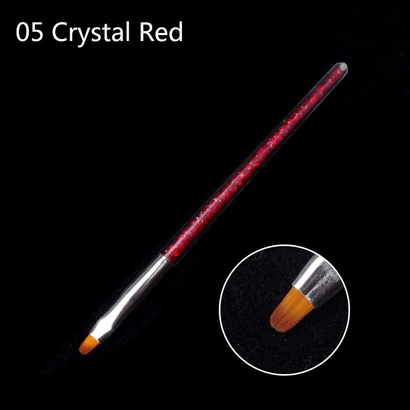 05 Crystal Red 1 шт. кисть для дизайна ногтей Цветочная кисточка для рисования кристалл горный хрусталь металл, акрил УФ гель лак кончик дизайн инструмент DIY маникюр - Цвет: 05 Crystal Red