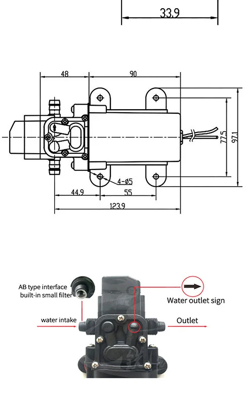 Электрический 12V 24V 100 Вт высокой мощности Давление самогрунтовой водный насос Давление переключатель обратный клапан Тип для разливочная машина