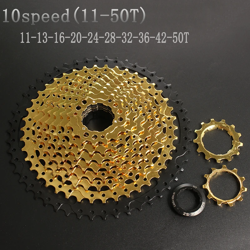 Золотая кассета 10 скоростей для горных велосипедов 11-50T s Freewheel MTB стальные золотые
