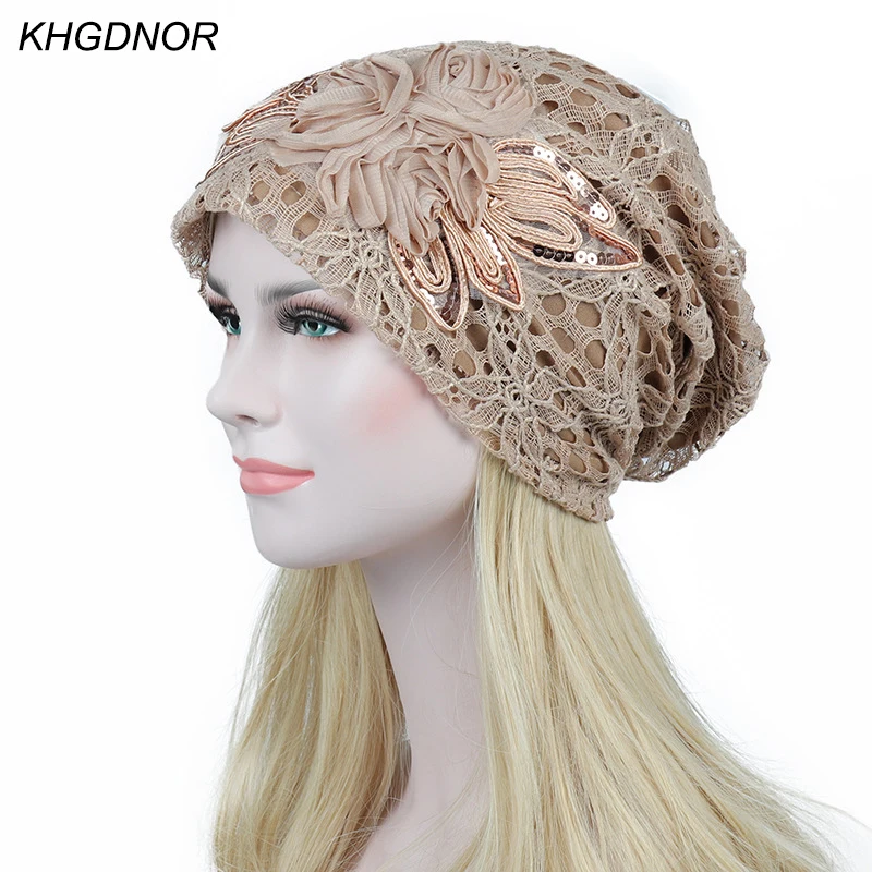 Khgdnor Новая женская шляпа с полым кружевным цветком для женщин двухслойная ткань
