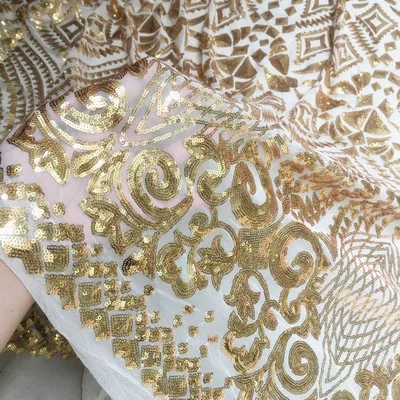 Gold off white mesh 6 цветов красный, белый, черный, золотой, шампань, черные золотые блестки, кружева ткани! Качественное свадебное кружевное платье в европейском стиле - Цвет: Gold off white mesh