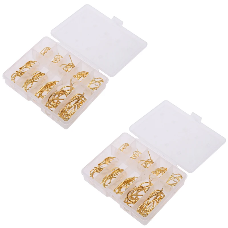 Золотые 100 шт. 10 размеров рыболовные крючки перфорированная стандартная