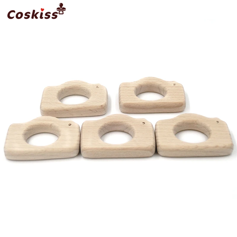 Mordedor de madera Natural hecho a mano para beb&eacute;, c&aacute;mara de madera de haya, colgante personalizado, respetuoso con el medio ambiente, seguro-1