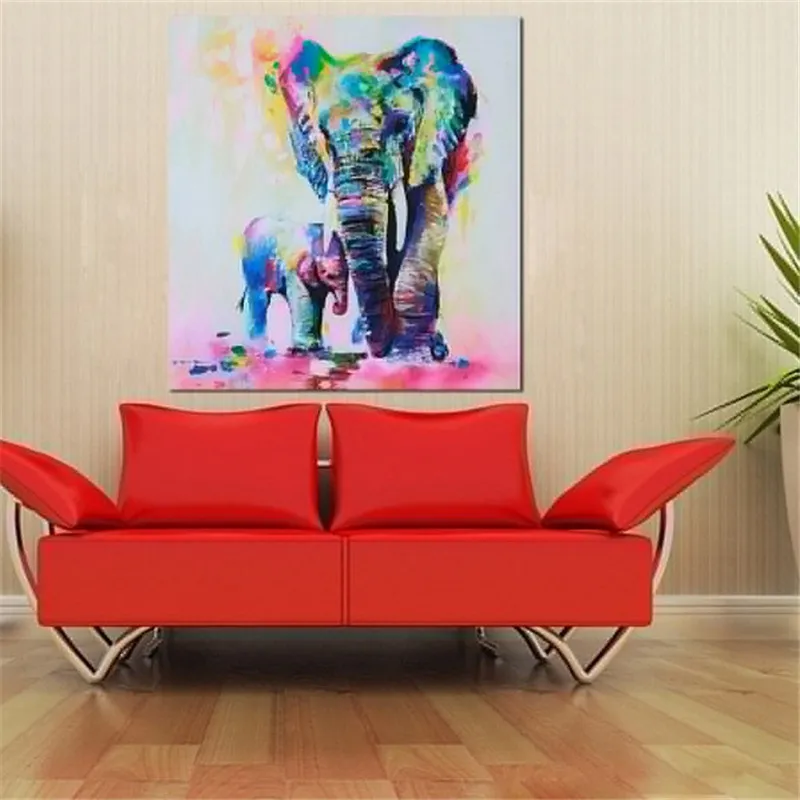 HAOCHU Elephant Painting Animal Digital printing Nordic Home Decor Wall Handing Art Picture Posters Canvas Living Room Corridor | Дом и сад