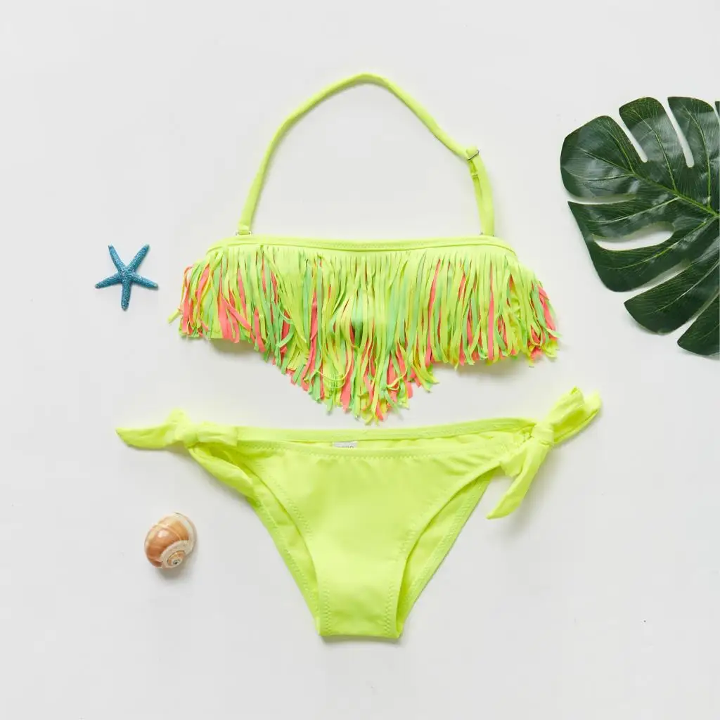 Купальник для девочек из двух предметов детский купальник с бахромой комплекты