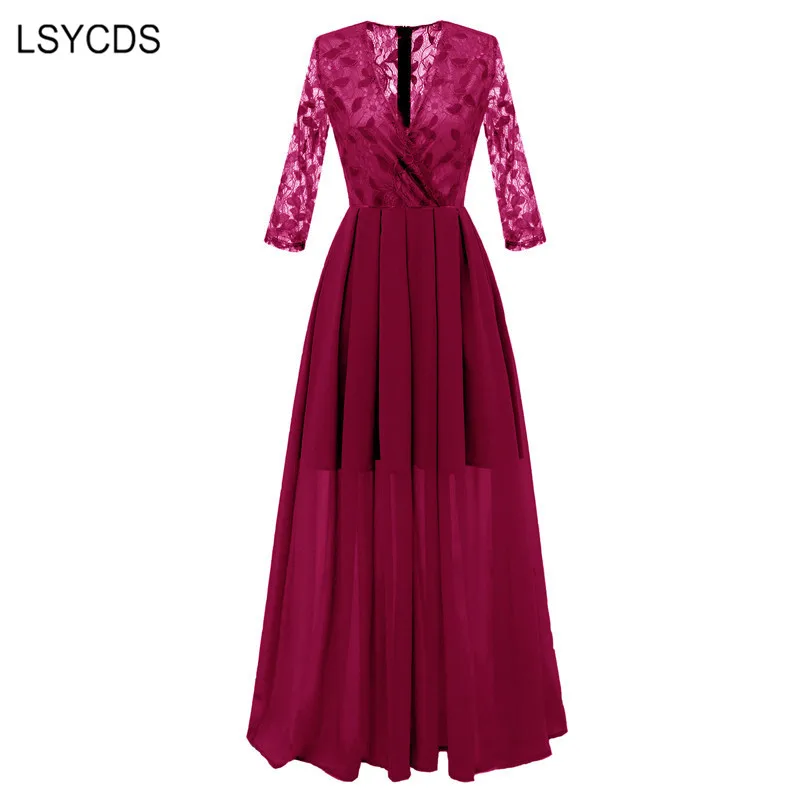 Осеннее длинное вечернее платье для женщин 2020 сексуальное шифоновое макси с v