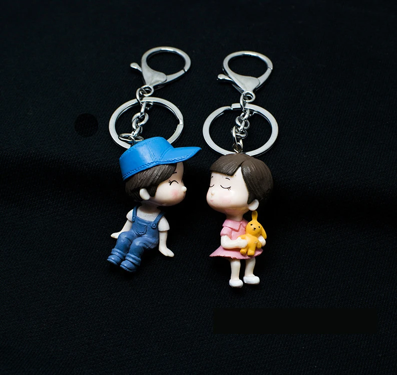 Cute Keychain Boy Girl Women's Lovely Cartoon Doll Couple Key Button Men Women Car Hanging Bag Pendant Creative Gift | Украшения и