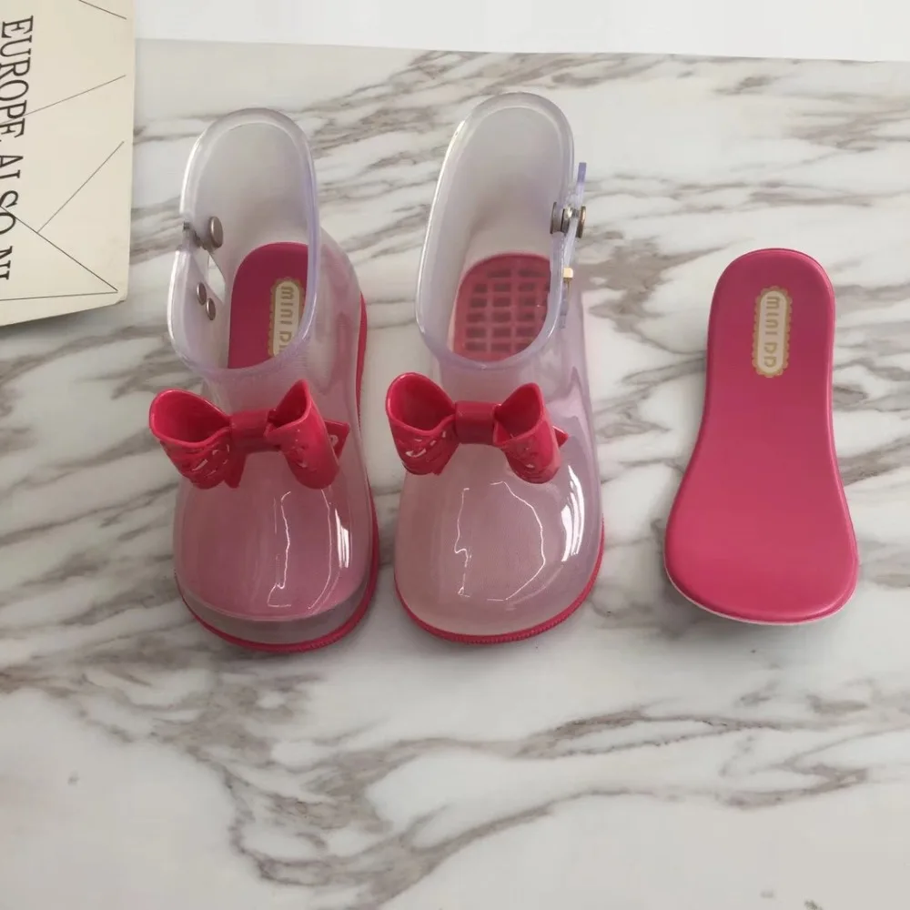 2018 Hot Baby Kids Spring Autumn baby girls Rain Boots Warm Beauty Bow Rainboots Rubber Shoes Toddler Jelly shoes | Детская одежда и