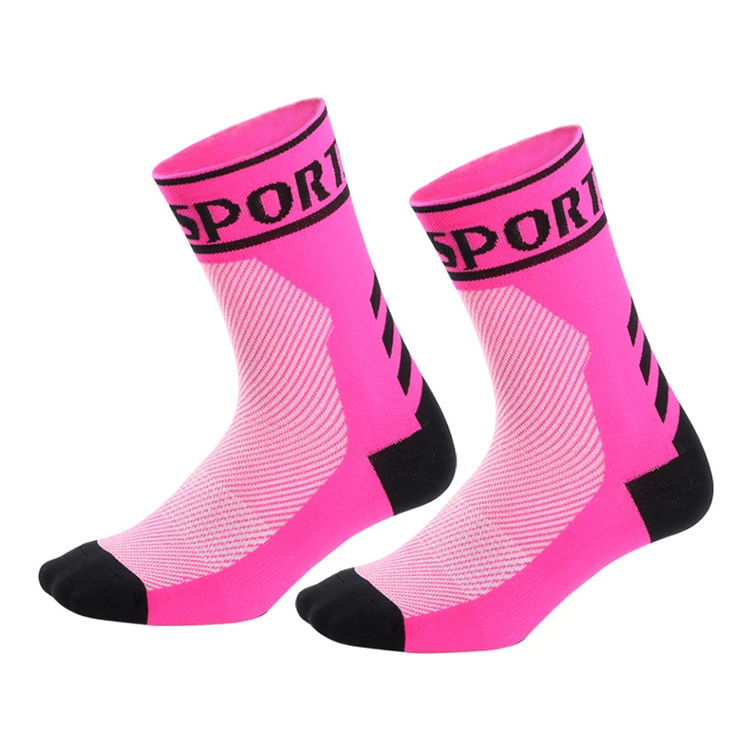 Pink WOSAWE носки для велоспорта, спортивные носки для мотокросса, баскетбольные Компрессионные носки для бега, походные носки, гоночные велосипедные мужские и женские - Цвет: Pink