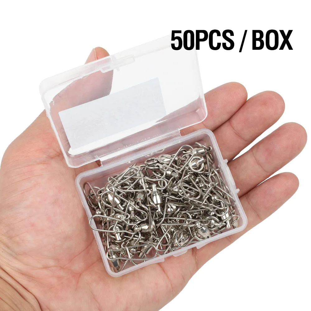 50 PCS DONQL 10/20/50 шт рыболовные Вертлюги разъем карабин 0#6# сильный шариковый подшипник Вращающийся шарнир ссылка рыболовные принадлежности - Цвет: 50 PCS
