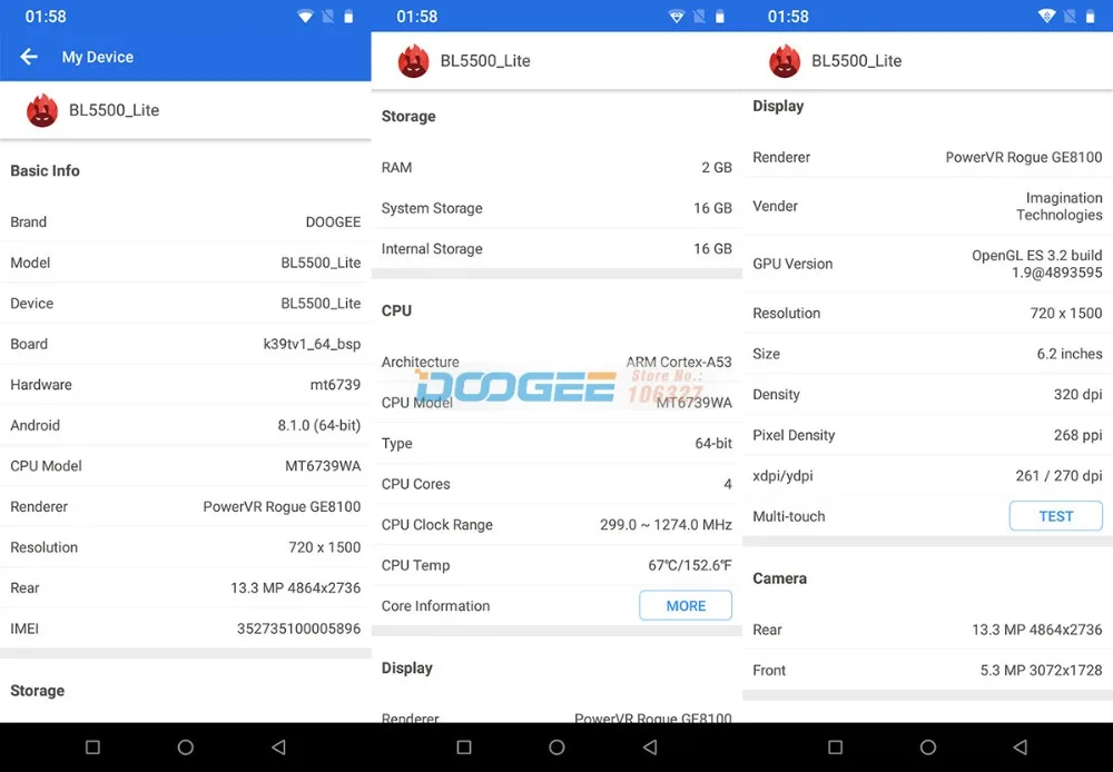 Быстрая doogee BL5500 LITE смартфон 5500 мАч MT6739 2 Гб 16 Гб 6,19 дюйма 19:9 двойная камера мобильный телефон