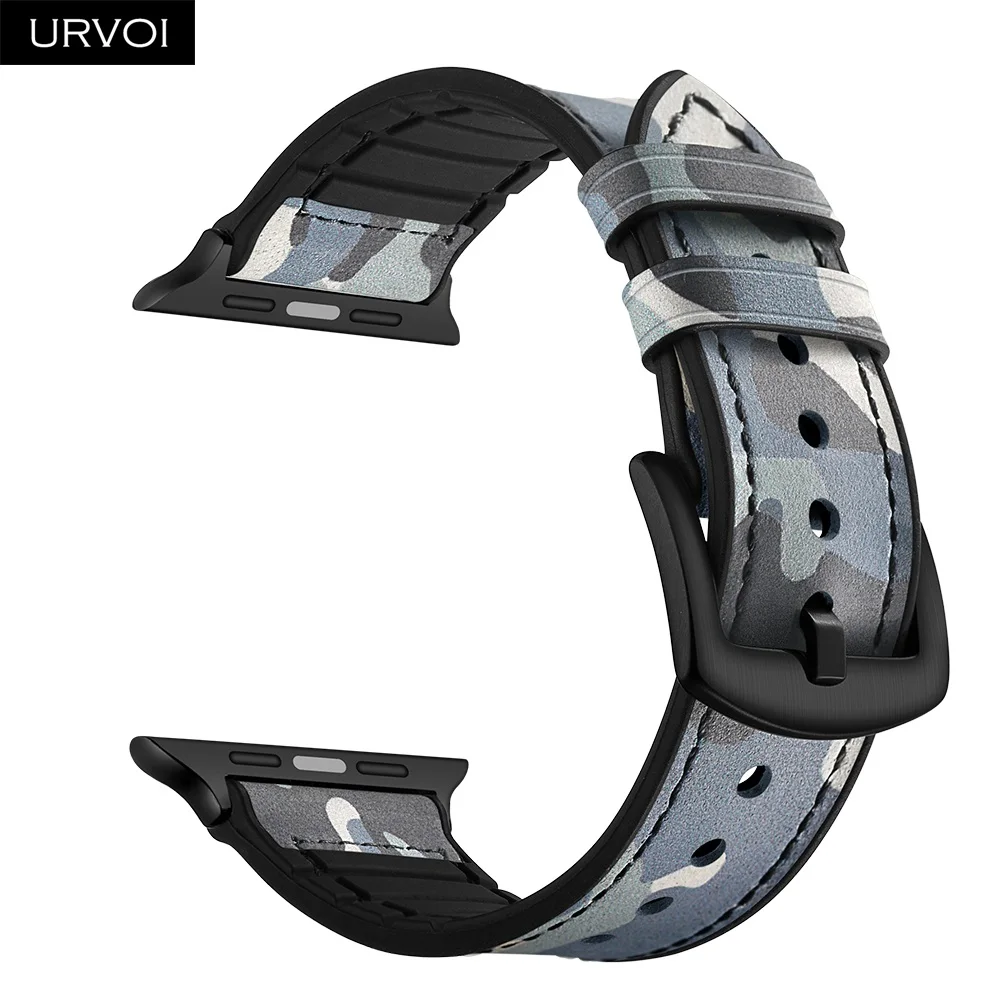 URVOI ремешок для apple watch 5 4 3 2 1 кожаный наручных часов iwatch 38/40/42 44 мм ремень из