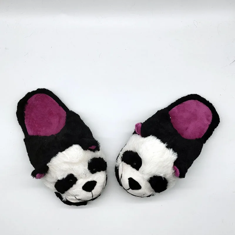 Домашние тапочки с пандой на заказ домашние Детские теплые меховые обувь для