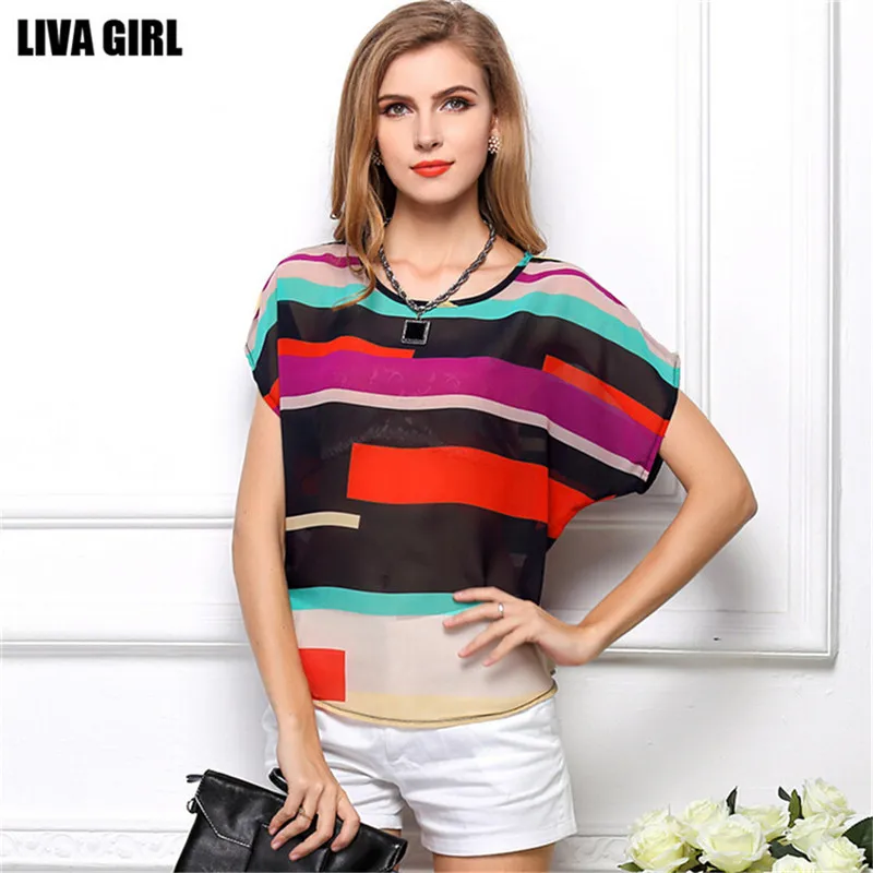 Женская футболка с рукавом летучая мышь летняя из шифона коротким рукавом|clothing