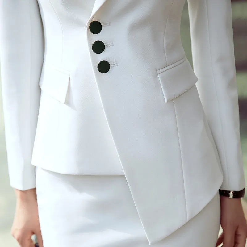 Женский офисный брючный костюм асимметричный блейзер с длинным рукавом и брюки