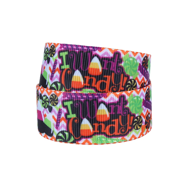 

(50 ярдов/партия) Хеллоуин конфеты напечатанные мультфильм grosgrain ленты