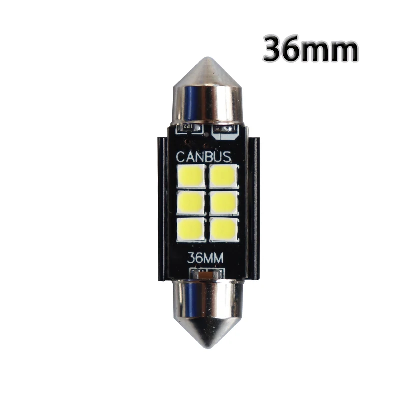 Фото Высококачественные светодиодные лампы C5W 2835 6 SMD, 2 шт., без ошибок Canbus, 6000K, Festoon, 6 светодиодов, 31/36/39/41 мм, Canbus, 12В, для чтения. №2