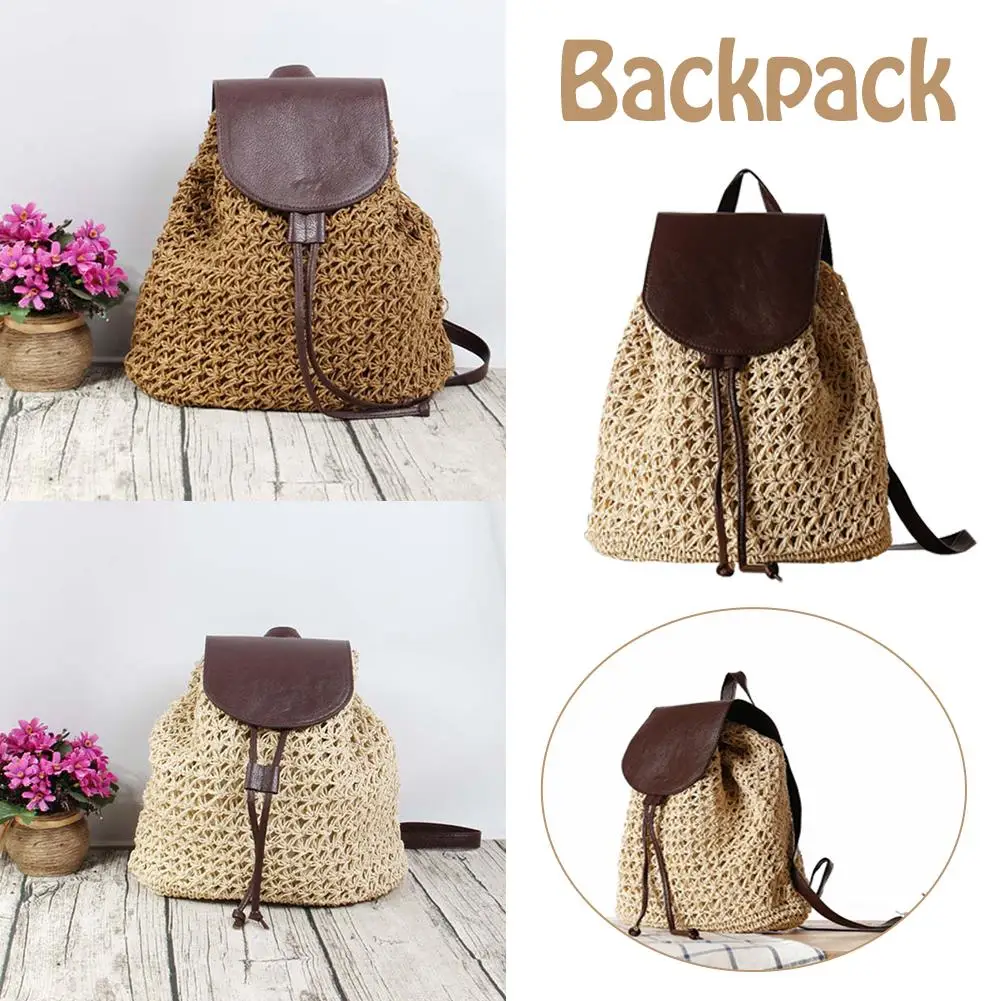 Кожаный чехол рюкзак соломенные сумки пляжная тканая сумка Праздничная школьная