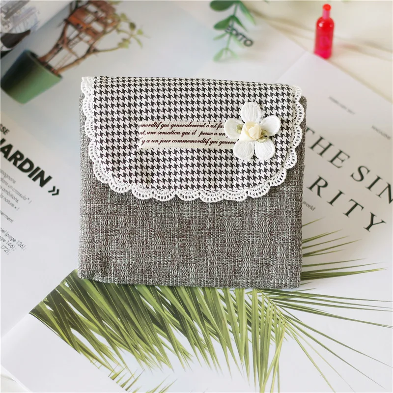 Льняной Цветочный Женский мини-органайзер кошелек для монет маленький