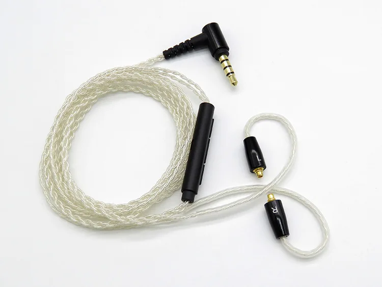 Замена DIY MMCX кабель с микрофоном для Shure SE215 SE535 SE846 UE900 наушники посеребренный кабель гарнитуры для iPhone xiaomi