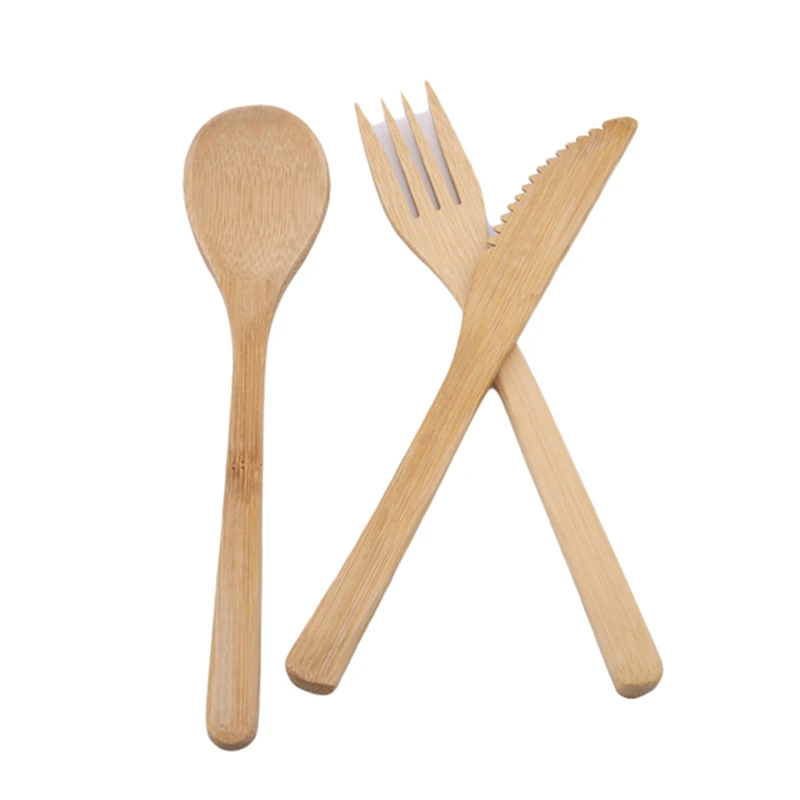 3 шт./компл. набор посуды для еды бамбуковые палочки Ножи суповая ложка чайная