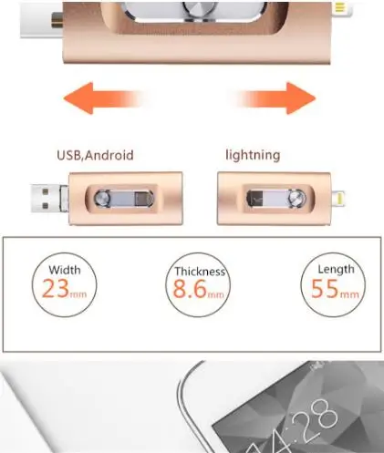 Новый iOS USB флэш накопитель 3 в 1 OTG 32 ГБ/64 Гб/128 ГБ/256 ГБ Pendrive металлический 64 для iPhone