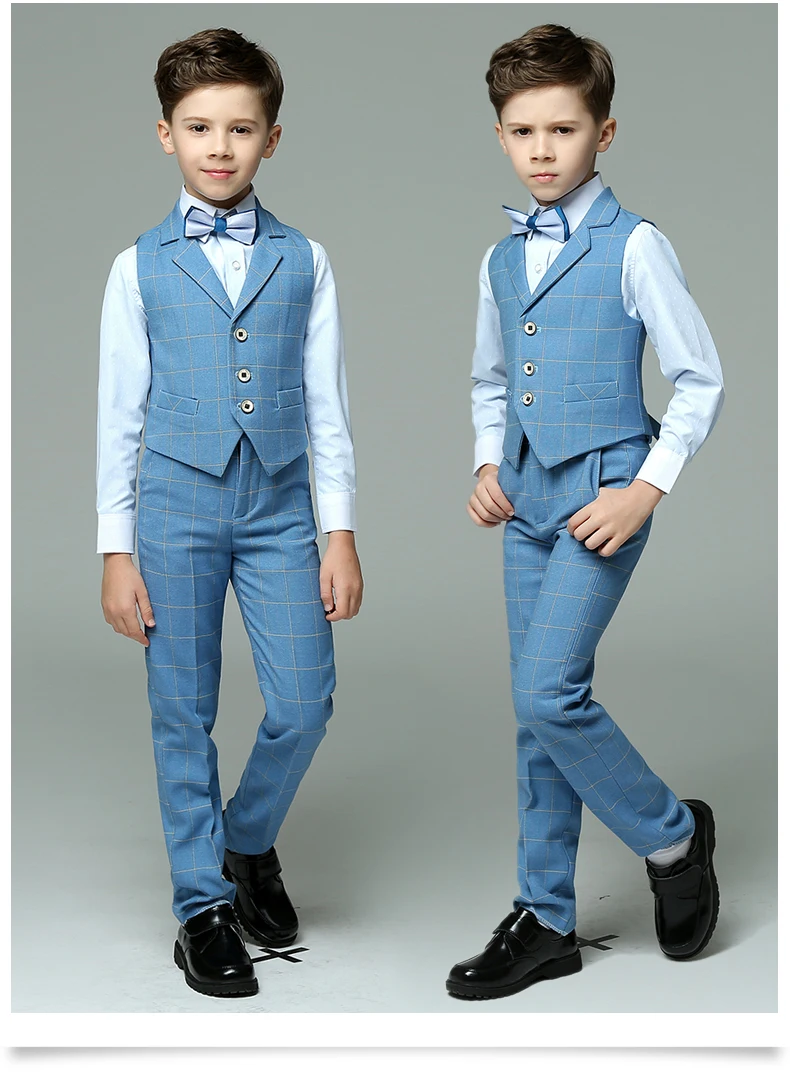 

2019 Flower boys wedding suits england style gentle boys formal tuxedos suit kids clothing set blazer party suit school uniform