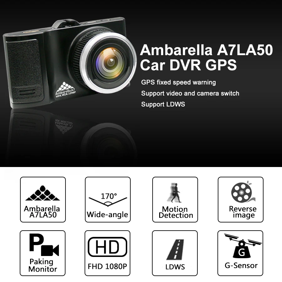 KOMMANDER Автомобильный видеорегистратор с GPS-камерой 2 в 1 LDWS Ambarella A7LA50 Speed Cam Full HD 1296P Видеорегистратор 3" Ночное видение Dash Cam on.